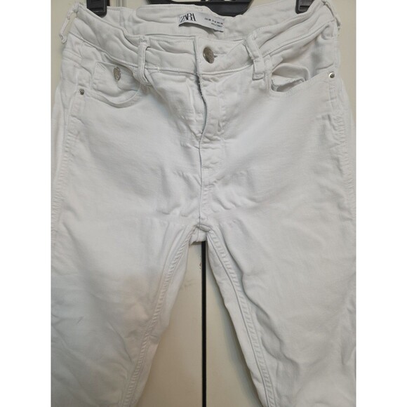 Zara Womens White Denim Raw Hem Ankle Jeans, Size 6 - Picture 7 of 13